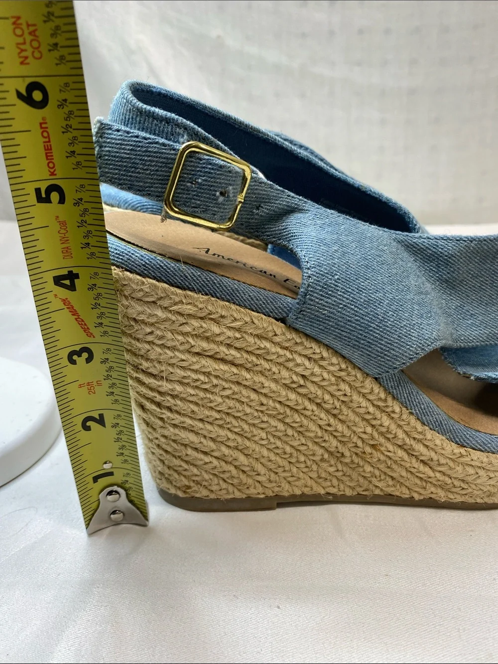 American Eagle Outfitters Denim Blue Espadrille Wedge Sandals Size 7.5